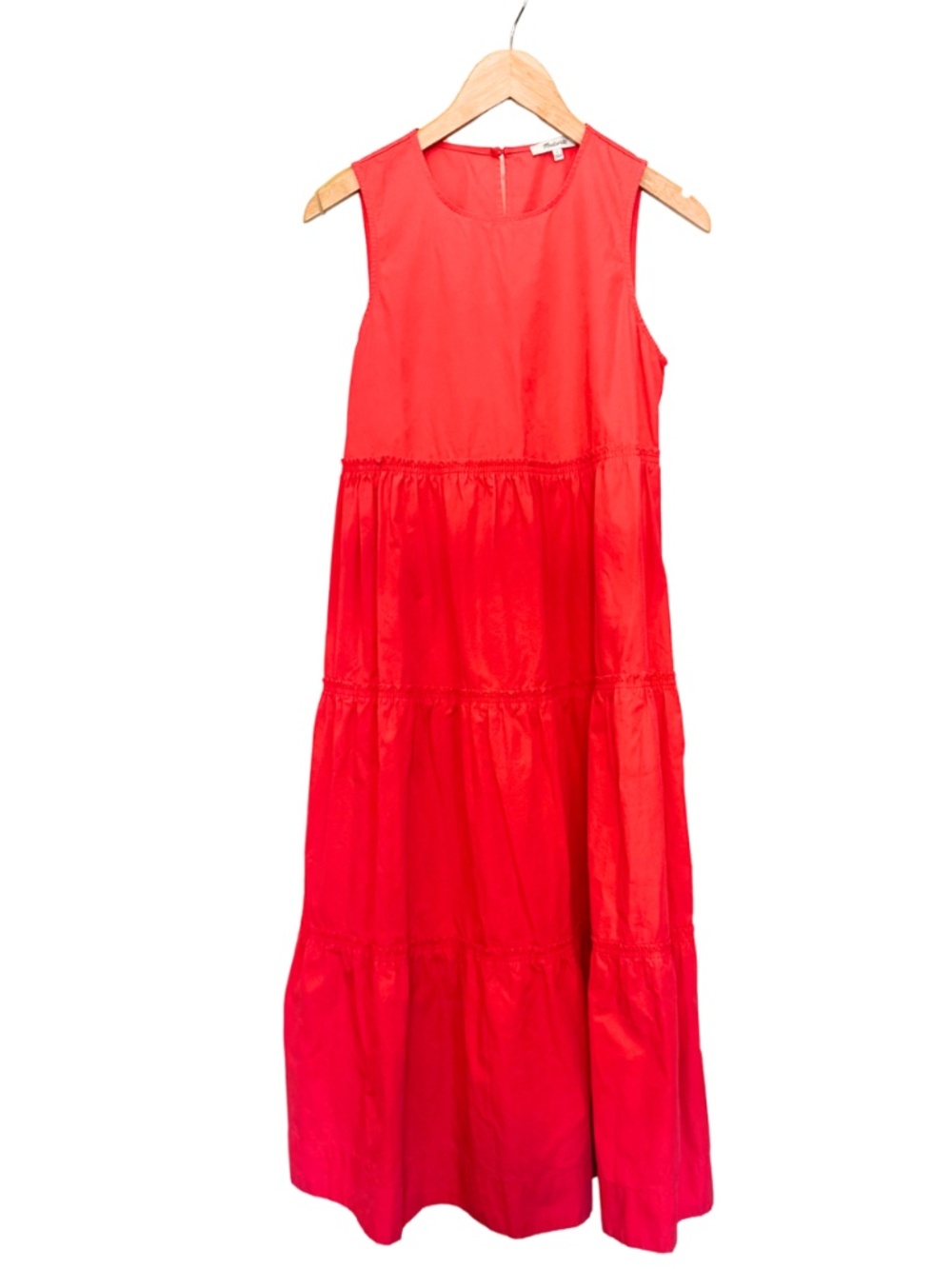 Madewell Cattail Tiered Midi Dress Cotton red Sz. Small - Picture 2 of 6